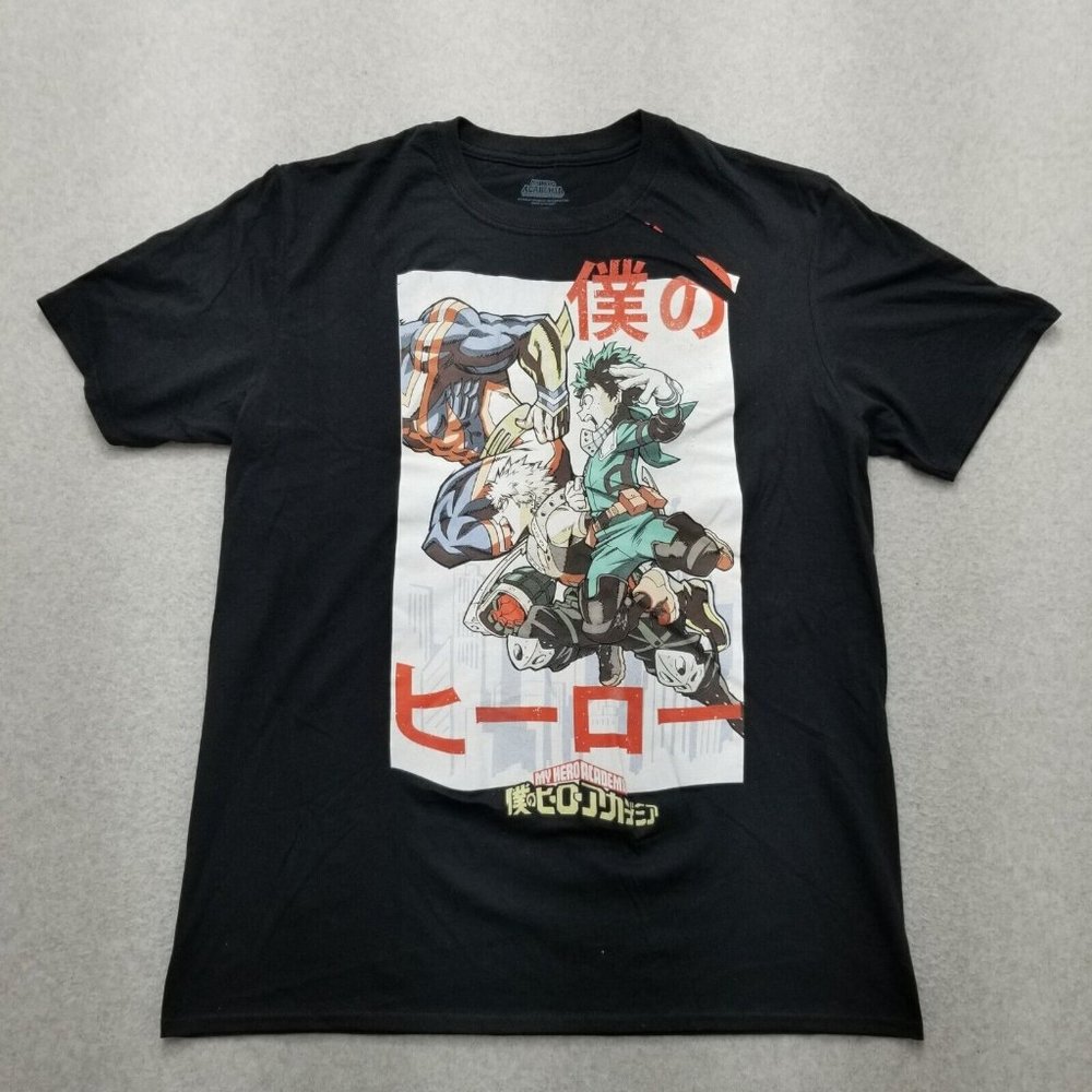 My Hero Academia Anime Shirt‎ Mens Large Black Short Sleeve